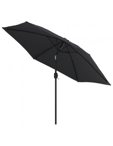 Ombrellone da Esterni con LED e Palo in Acciaio 300 cm Nero