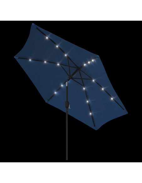 Ombrellone da Esterni con LED e Palo in Acciaio 300 cm Azzurro