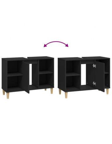Mobile Lavabo Nero 80x33x60 cm in Legno Multistrato