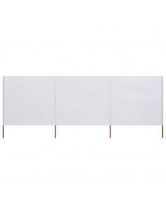 Paravento a 3 Pannelli in Tessuto 400x160 cm Bianco Sabbia 2
