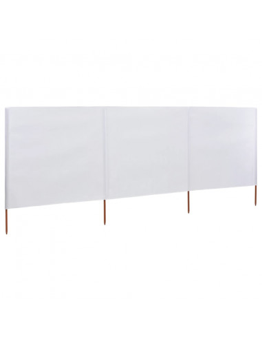 Paravento a 3 Pannelli in Tessuto 400x160 cm Bianco Sabbia
