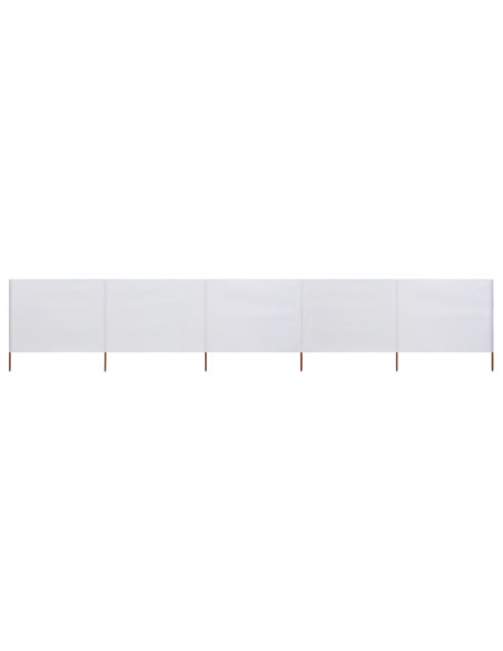 Paravento a 5 Pannelli in Tessuto 600x80 cm Bianco Sabbia