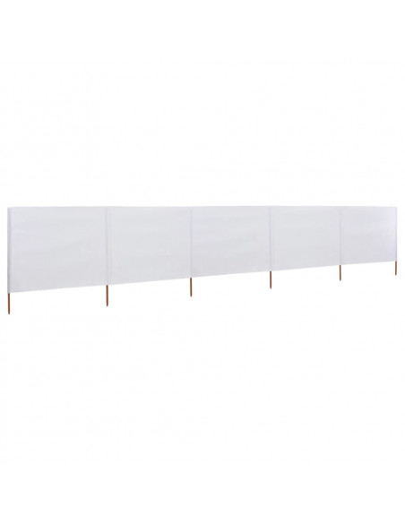 Paravento a 5 Pannelli in Tessuto 600x80 cm Bianco Sabbia