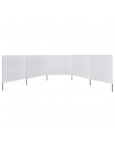 Paravento a 5 Pannelli in Tessuto 600x80 cm Bianco Sabbia 2