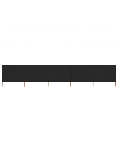 Paravento a 5 Pannelli in Tessuto 600x80 cm Nero