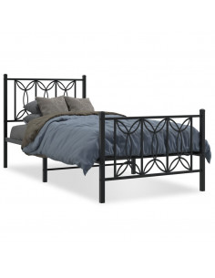 Giroletto con Testiera e Pediera Metallo Nero 90x190 cm 2