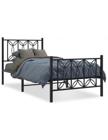 Giroletto con Testiera e Pediera Metallo Nero 90x190 cm