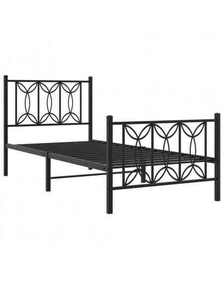Giroletto con Testiera e Pediera Metallo Nero 90x190 cm