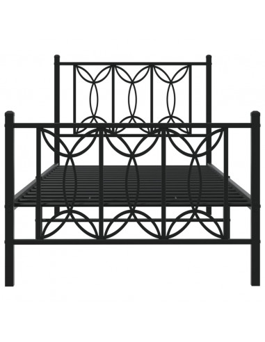 Giroletto con Testiera e Pediera Metallo Nero 90x190 cm