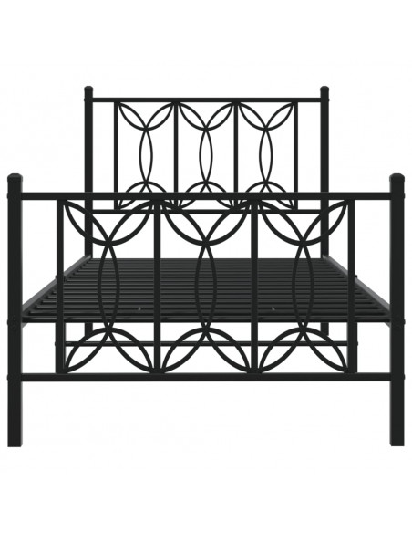 Giroletto con Testiera e Pediera Metallo Nero 90x190 cm