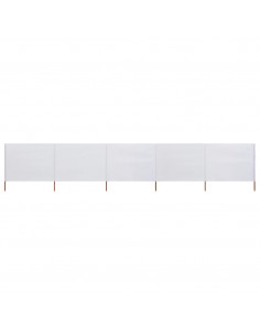 Paravento a 5 Pannelli in Tessuto 600x160 cm Bianco Sabbia 2