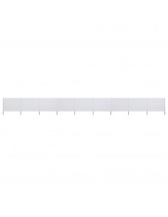 Paravento a 9 Pannelli in Tessuto 1200x160 cm Bianco Sabbia 2