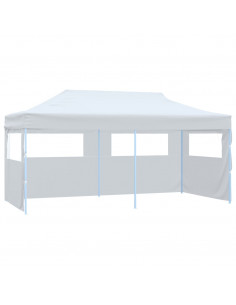 Tenda Pieghevole Pop-Up con Pareti Laterali 3x6m Acciaio Bianco 2