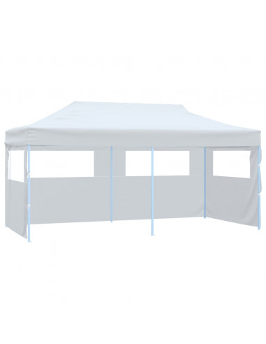 Tenda Pieghevole Pop-Up con Pareti Laterali 3x6m Acciaio Bianco