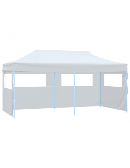 Tenda Pieghevole Pop-Up con Pareti Laterali 3x6m Acciaio Bianco