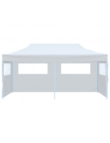 Tenda Pieghevole Pop-Up con Pareti Laterali 3x6m Acciaio Bianco