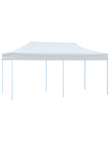 Tenda Pieghevole Pop-Up con Pareti Laterali 3x6m Acciaio Bianco
