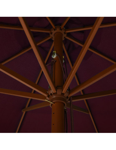 Ombrellone da Esterni con Palo in Legno 330 cm Rosso Borgogna