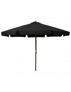 Ombrellone da Esterni con Palo in Legno 330 cm Nero 2