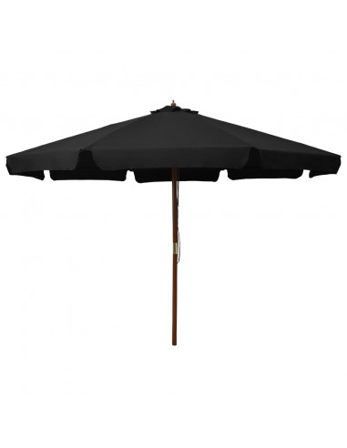 Ombrellone da Esterni con Palo in Legno 330 cm Nero