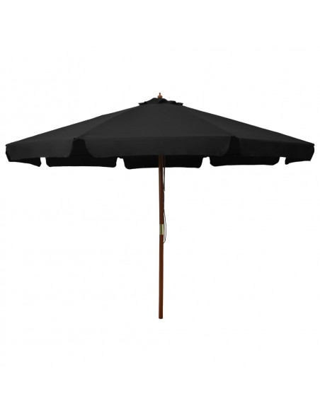Ombrellone da Esterni con Palo in Legno 330 cm Nero