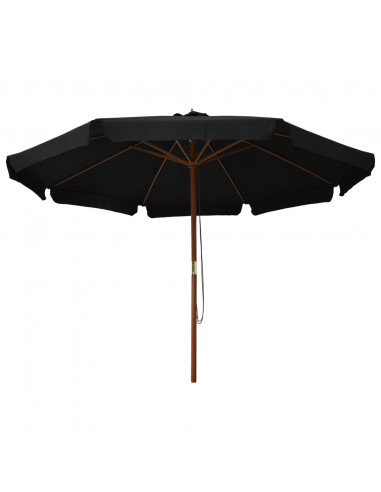 Ombrellone da Esterni con Palo in Legno 330 cm Nero