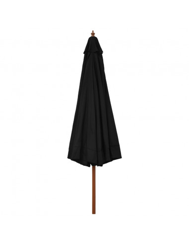 Ombrellone da Esterni con Palo in Legno 330 cm Nero
