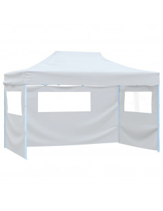 Tendone per Feste Pieghevole con 3 Pareti 3x4,5 m Bianco 2