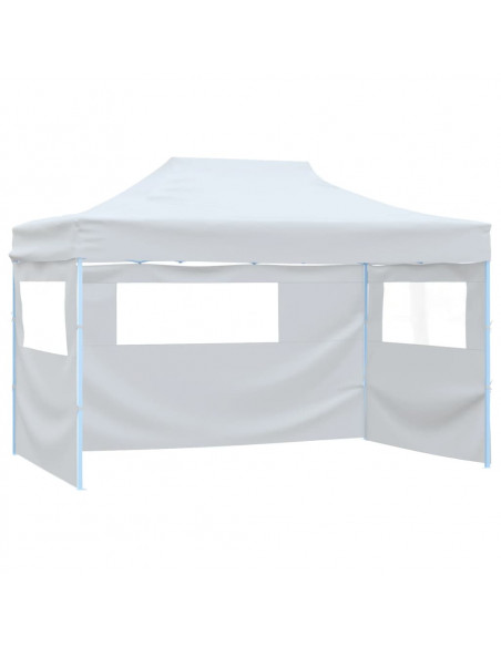 Tendone per Feste Pieghevole con 3 Pareti 3x4,5 m Bianco
