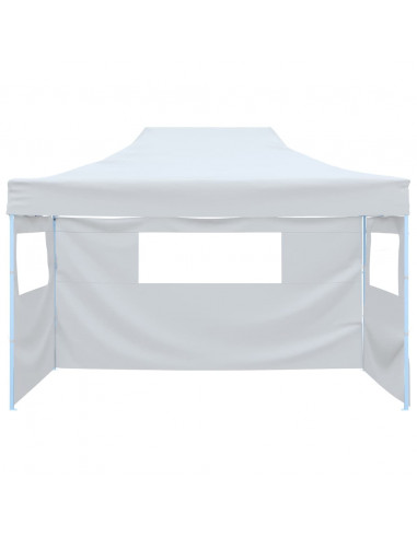 Tendone per Feste Pieghevole con 3 Pareti 3x4,5 m Bianco
