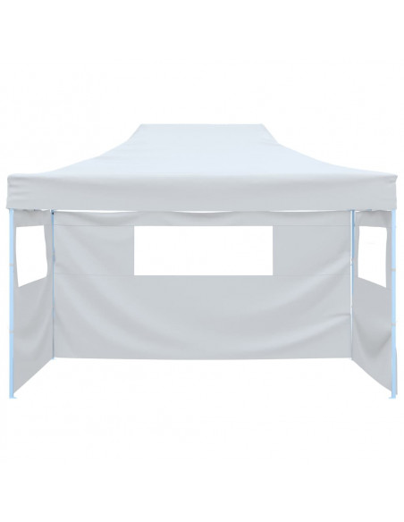 Tendone per Feste Pieghevole con 3 Pareti 3x4,5 m Bianco