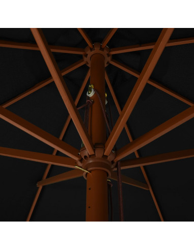 Ombrellone da Esterni con Palo in Legno 330 cm Nero