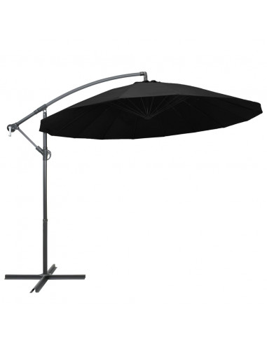 Ombrellone a Sbalzo Nero 3 m Palo in Alluminio