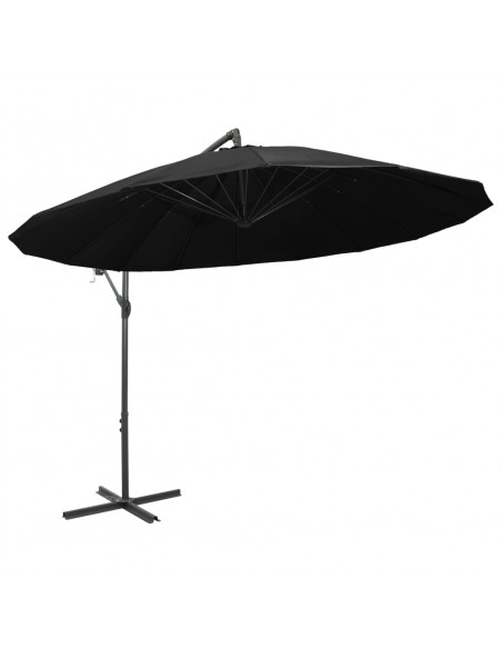 Ombrellone a Sbalzo Nero 3 m Palo in Alluminio