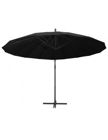 Ombrellone a Sbalzo Nero 3 m Palo in Alluminio
