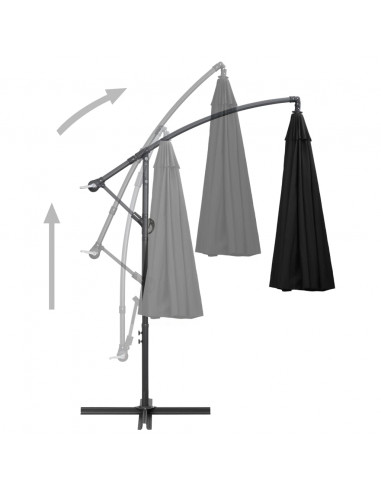 Ombrellone a Sbalzo Nero 3 m Palo in Alluminio