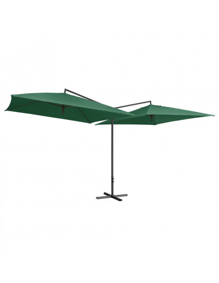 Ombrellone Doppio con Palo in Acciaio 250x250 cm Verde