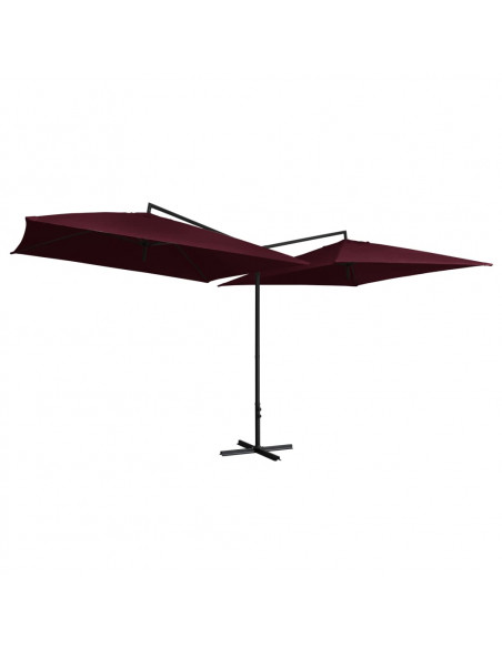 Ombrellone Doppio con Palo in Acciaio 250x250 cm Rosso Bordò