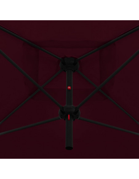 Ombrellone Doppio con Palo in Acciaio 250x250 cm Rosso Bordò