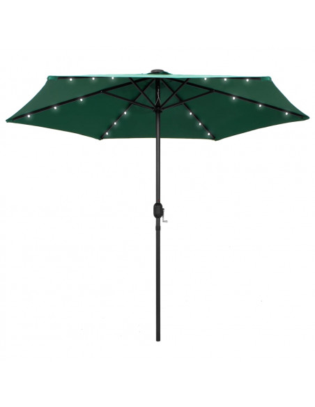 Ombrellone con Luci a LED e Palo Alluminio 270 cm Verde