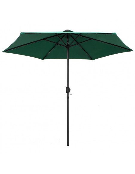 Ombrellone con Luci a LED e Palo Alluminio 270 cm Verde