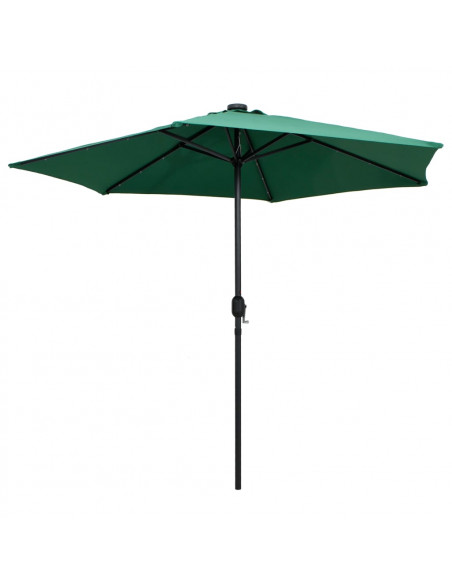 Ombrellone con Luci a LED e Palo Alluminio 270 cm Verde