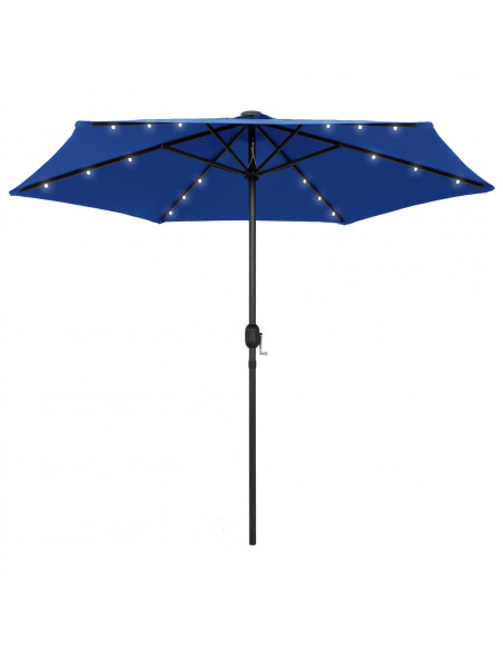 Ombrellone con Luci a LED e Palo Alluminio 270 cm Azzurro