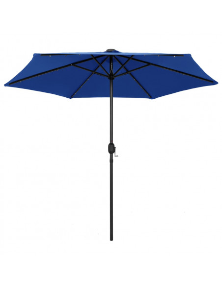 Ombrellone con Luci a LED e Palo Alluminio 270 cm Azzurro