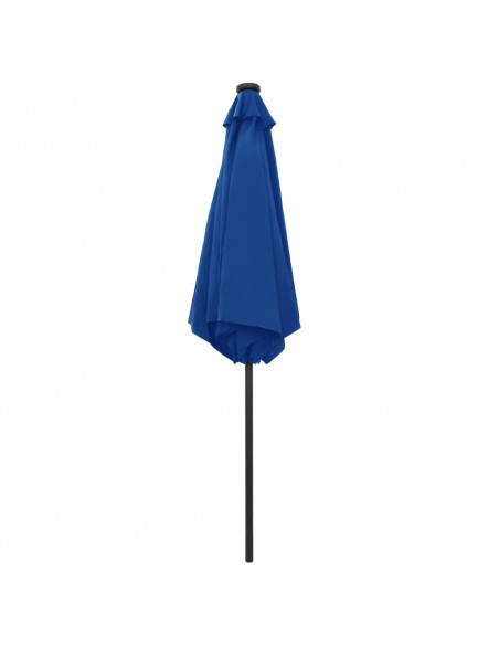 Ombrellone con Luci a LED e Palo Alluminio 270 cm Azzurro