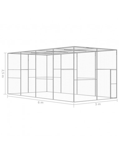 Gabbia per Gatti 6x3x2,5 m in Acciaio Zincato