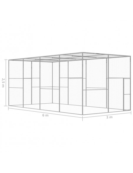 Gabbia per Gatti 6x3x2,5 m in Acciaio Zincato