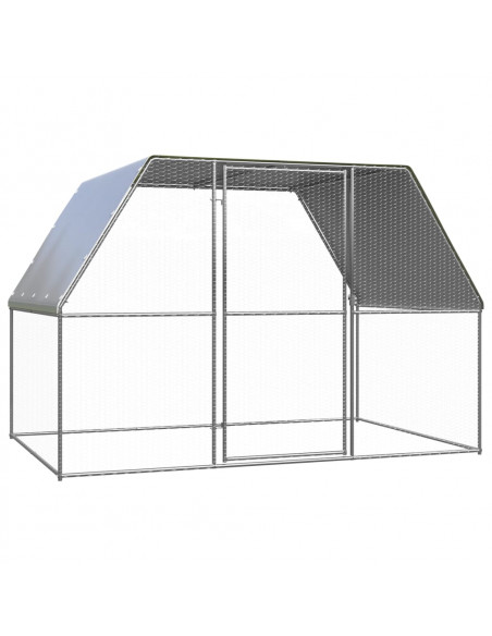 Gabbia per Polli Argento e Grigio 3x2x2 m in Acciaio Zincato