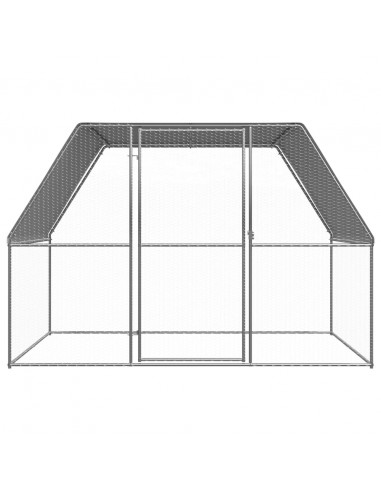 Gabbia per Polli Argento e Grigio 3x2x2 m in Acciaio Zincato