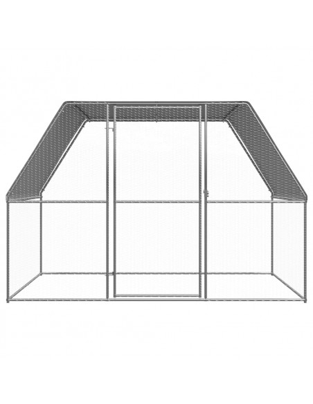 Gabbia per Polli Argento e Grigio 3x2x2 m in Acciaio Zincato